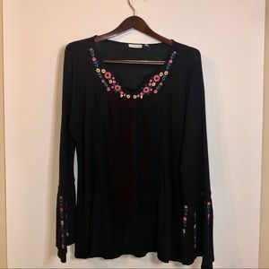 Hanna Embroidered Bell Long Sleeve Shirt size XL